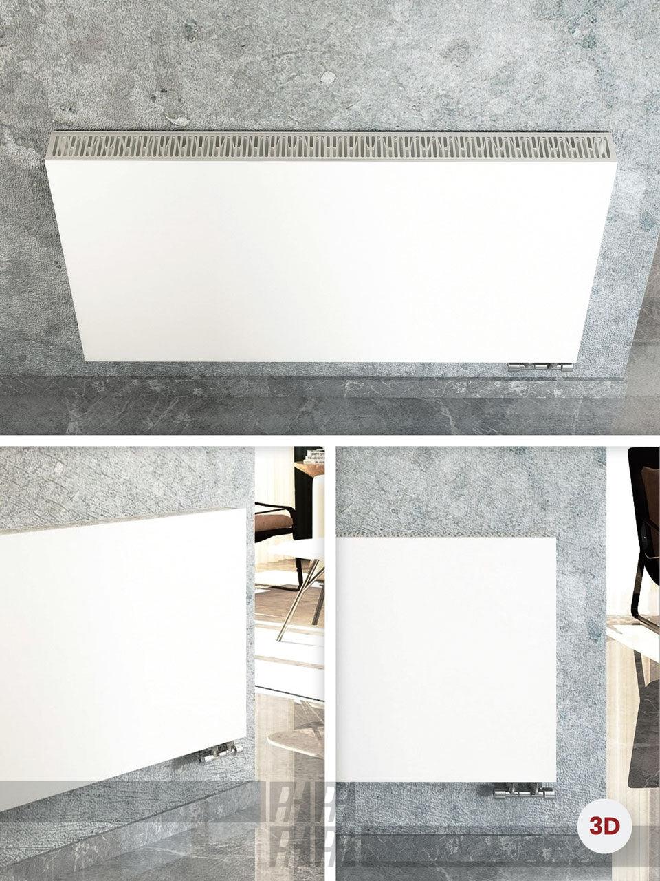 Planheizkörper Austauschheizkörper Typ22 - bis 2500 Watt Anschluss rechts in Weiss - NEVA Design - Badheizkoerper