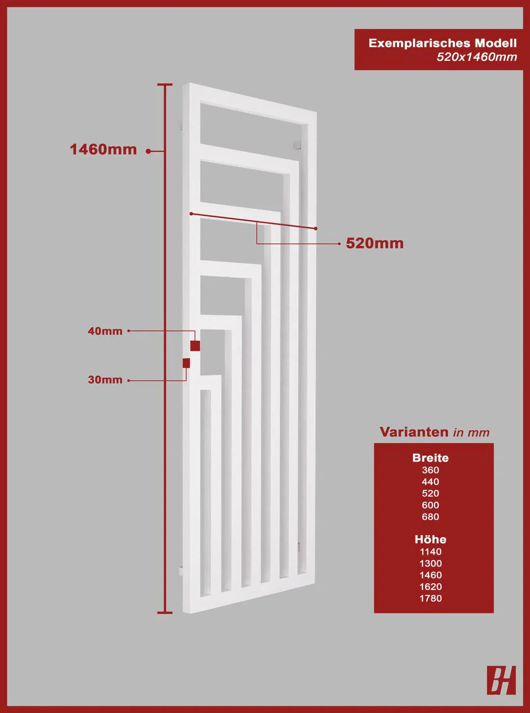 Design Röhrenheizkörper - Rigel-V - Heizkörper Vertikal Weiss 510 od. 896 Watt - Badheizkoerper