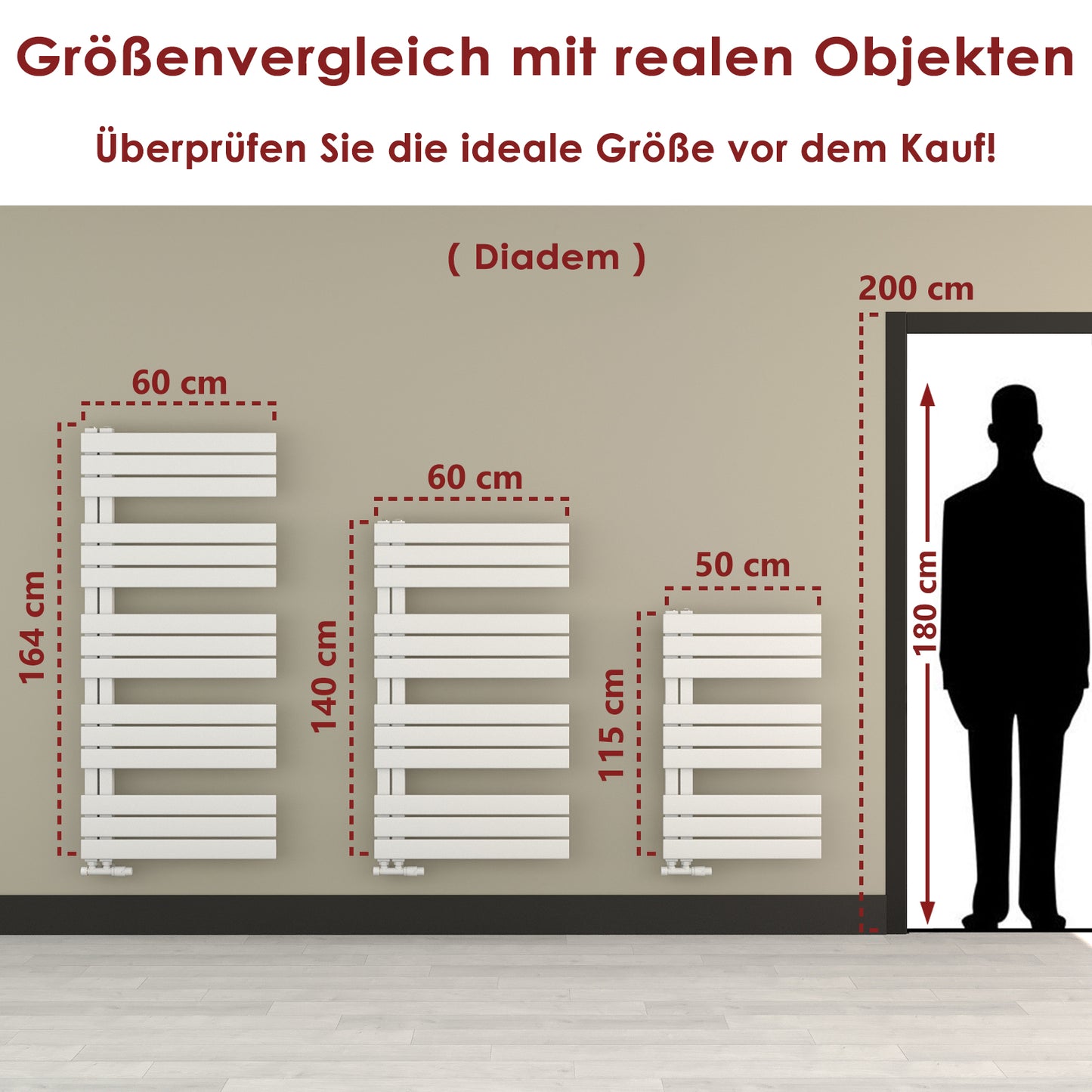 Badheizkörper und Handtuchheizkörper - DIADEM Design - seitlich offen