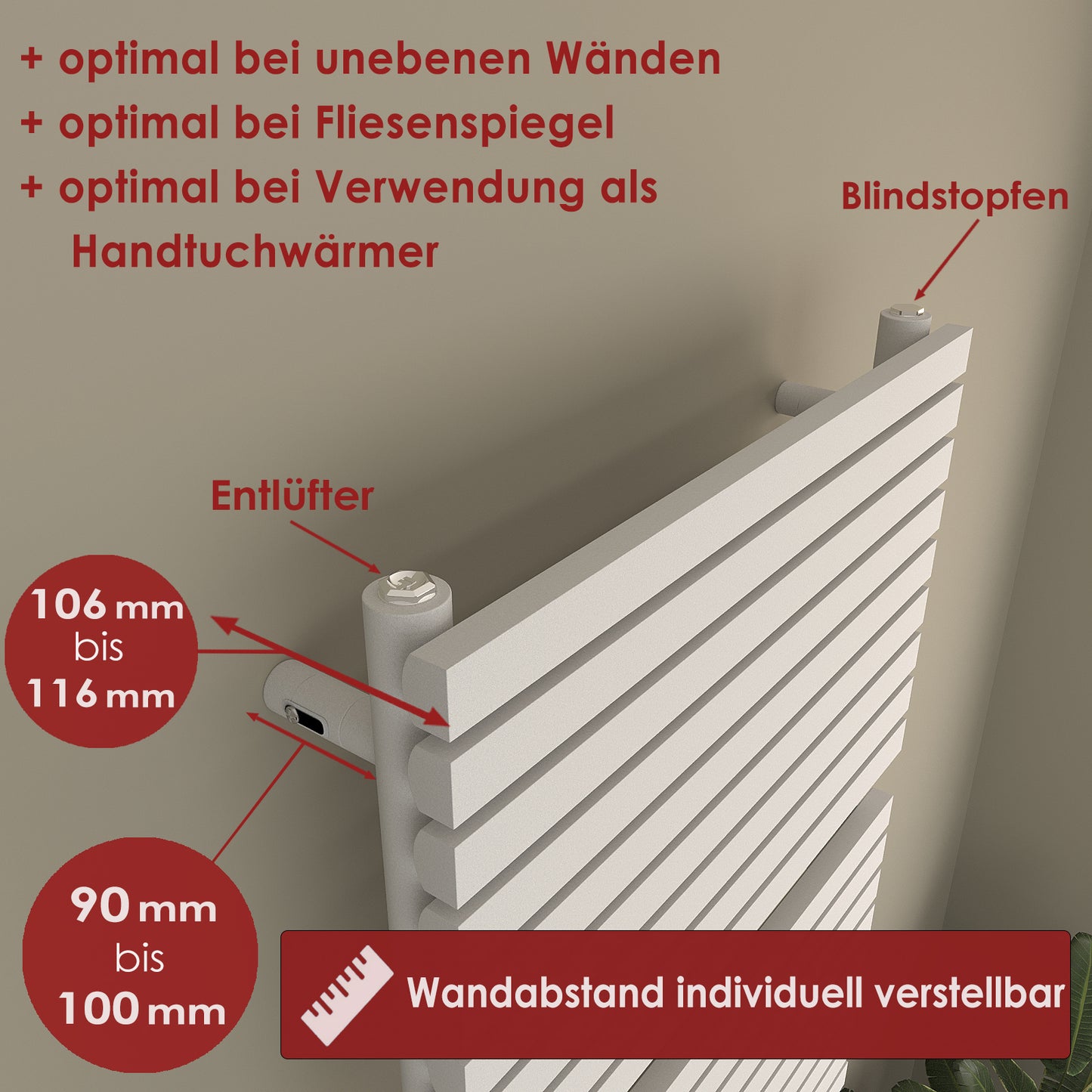 Badheizkörper Paneelheizkörper  1350 Watt MIMOSA