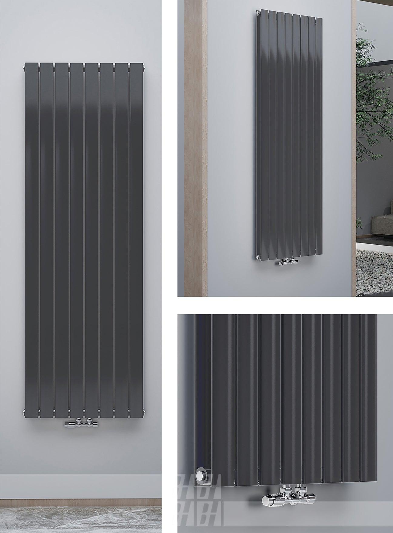 Pollux Design Paneelheizkörper 2-Lagig Wohnraumheizkörper 2296 Watt Senkrecht Anthrazit