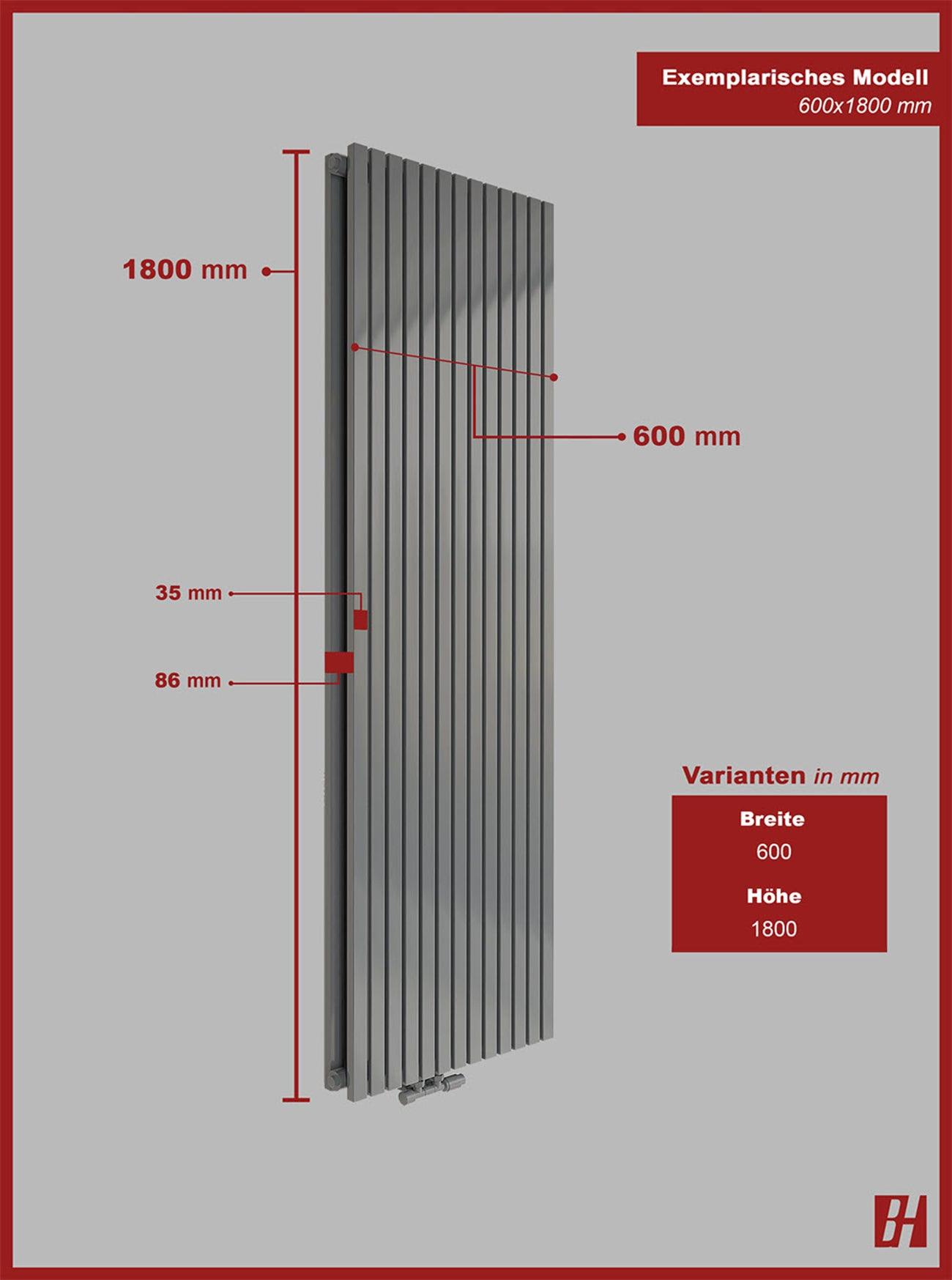 MIMOSA Paneelheizkörper 2-Lagig Vertikal Anthrazit 2639/3445 WATT - Badheizkoerper