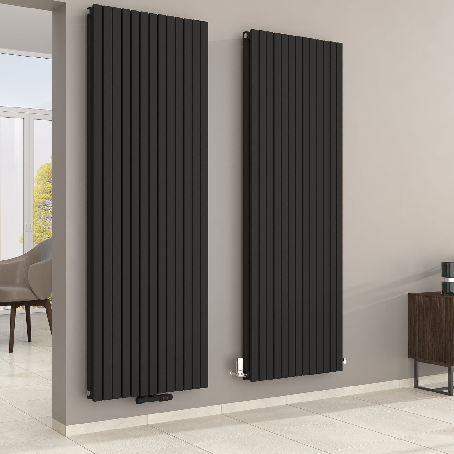 Wohnraumheizkörper Paneelheizkörper Vertikal 2-Lagig Vertikal 2639/3445 WATT MIMOSA Design