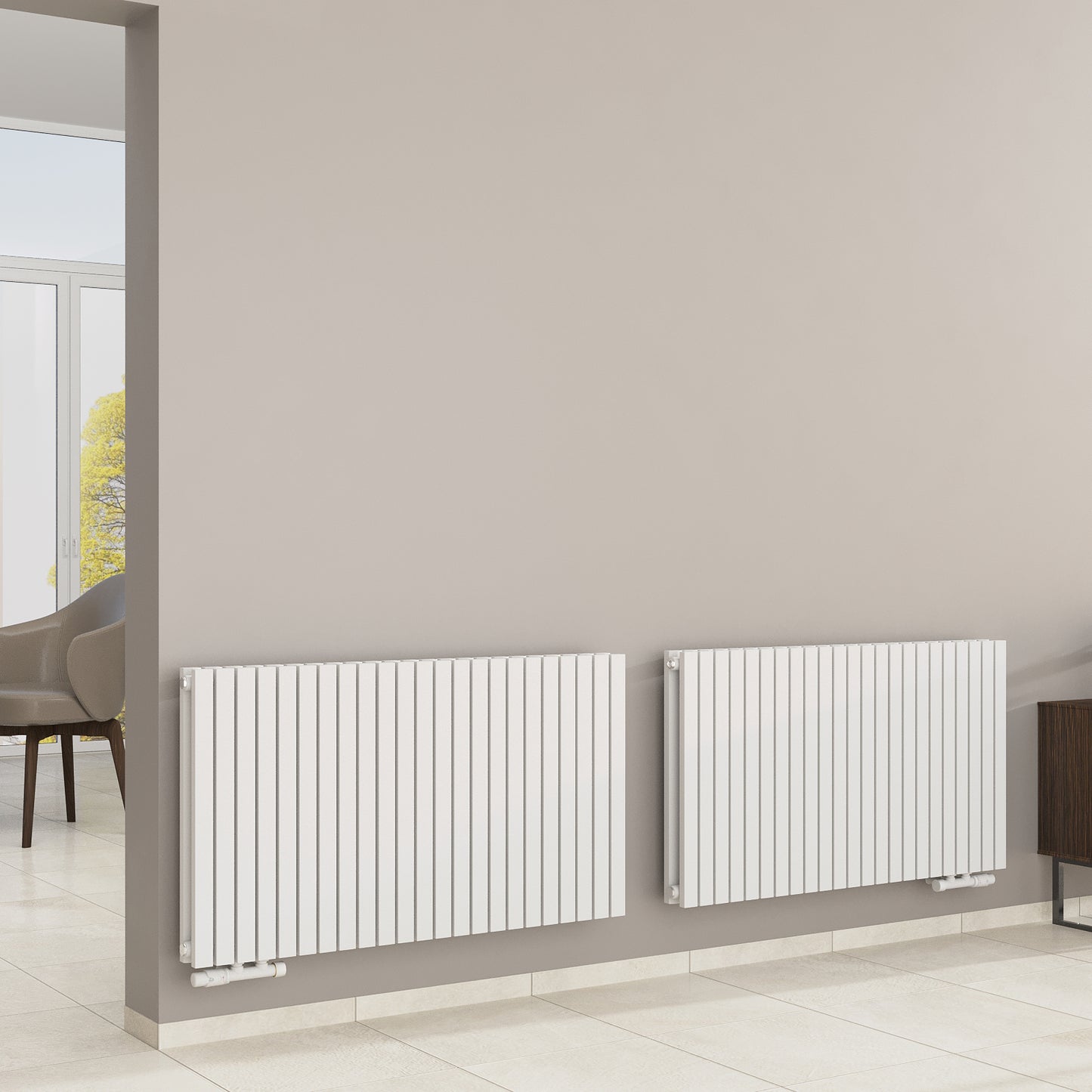 Wohnraumheizkörper Paneelheizkörper 2-Lagig Waagrecht 2672 Watt MIMOSA