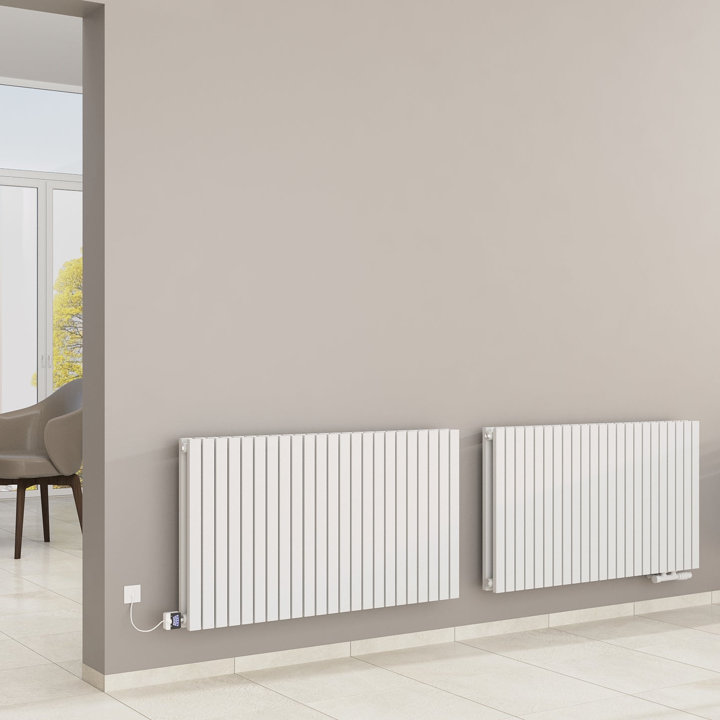 Wohnraumheizkörper Paneelheizkörper 2-Lagig Waagrecht 2672 Watt MIMOSA