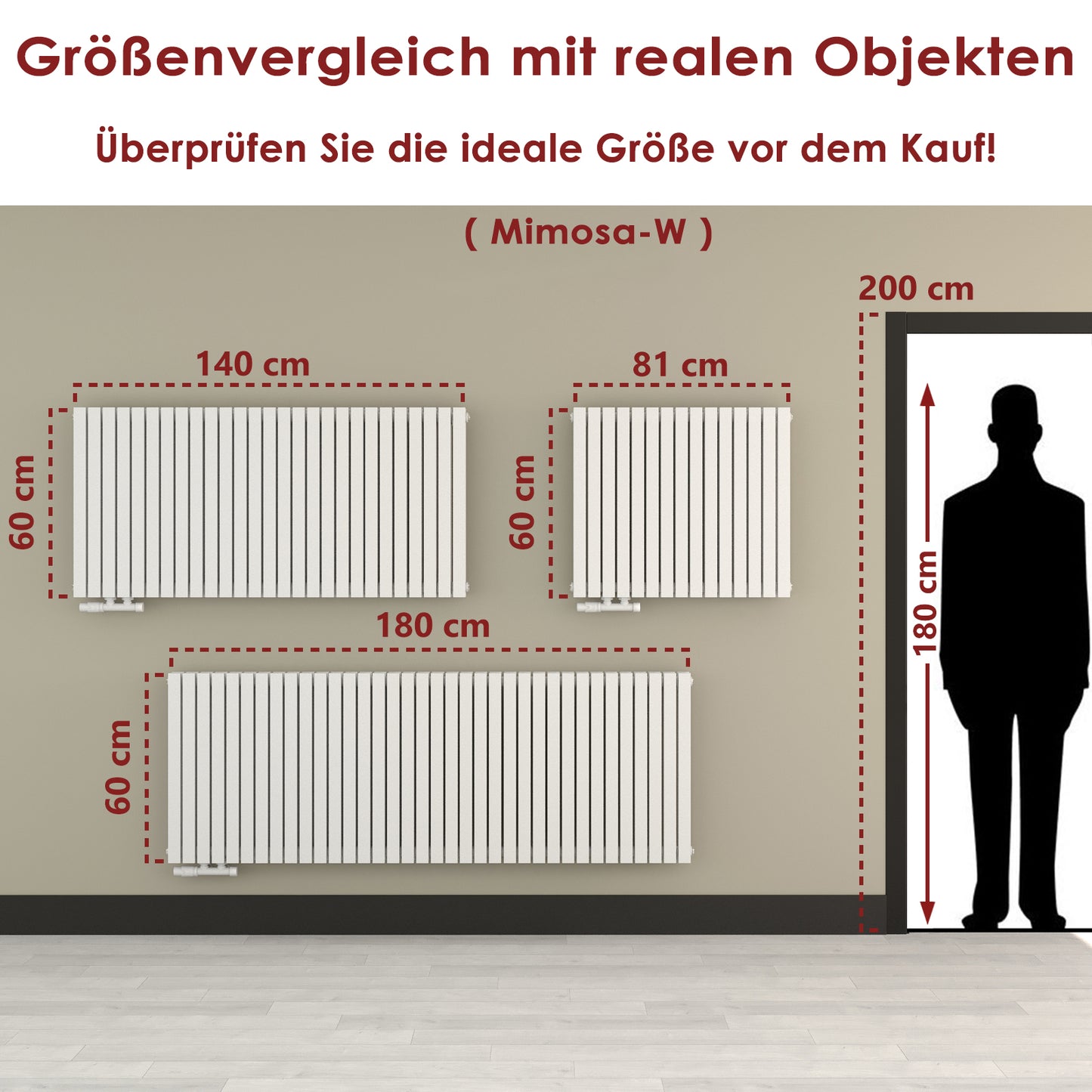 Wohnraumheizkörper Paneelheizkörper 2-Lagig Waagrecht 2672 Watt MIMOSA