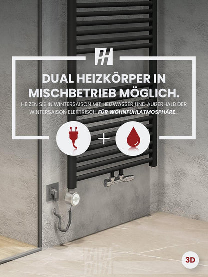 Badheizkörper Handtuchheizkörper Elektroheizkörper - ALRAKIS Gerade - Anthrazit